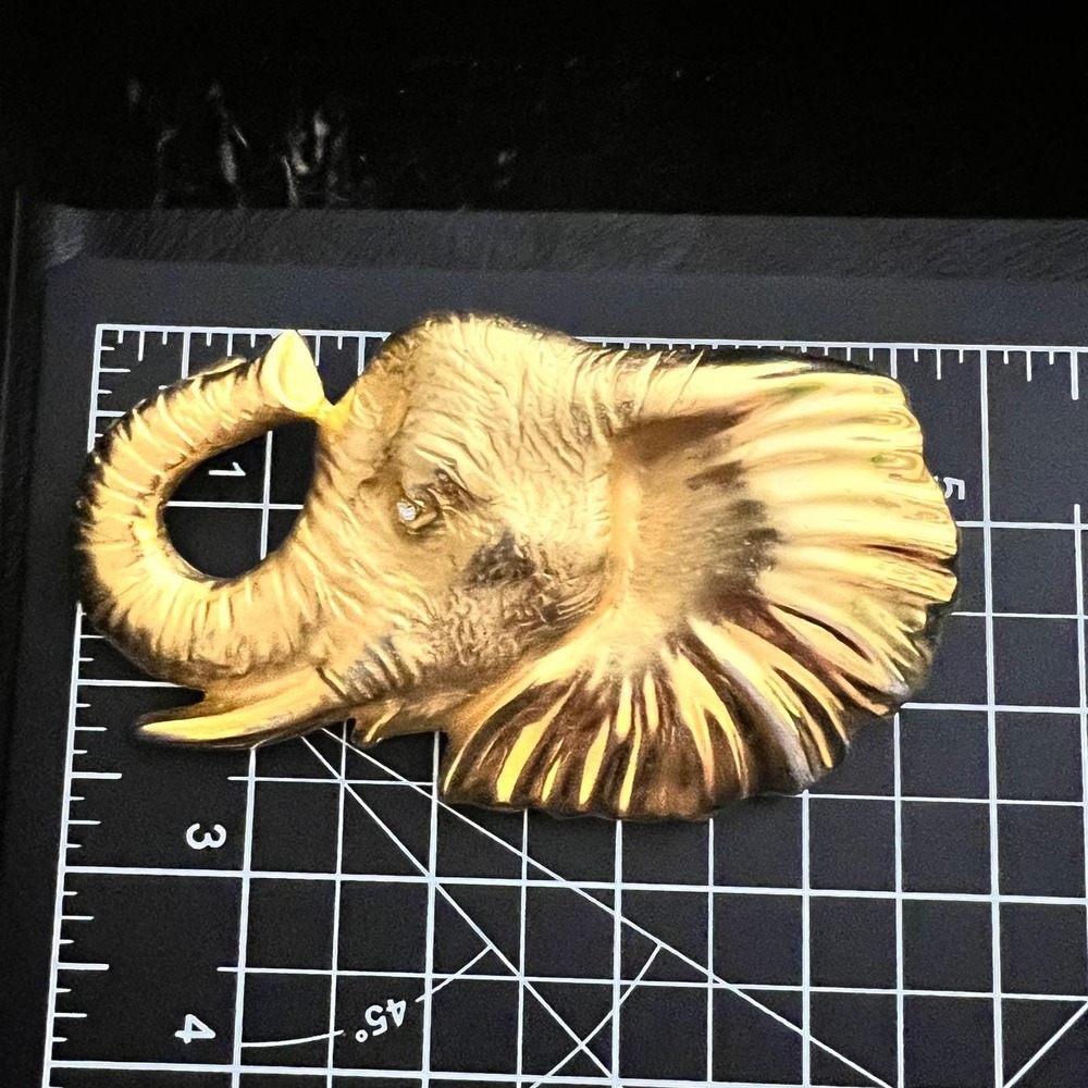 Vtg Doreen Ryan 1994 Gold Tone Elephant Head Belt Buckle 5" Safari - Picture 4 of 4